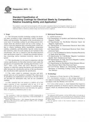 Standardklassifizierung von Isolierbeschichtungen für Elektrostähle nach Zusammensetzung, relativer Isolierfähigkeit und Anwendung