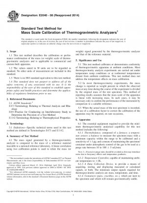Standardtestmethode für die Massenkalibrierung thermogravimetrischer Analysatoren