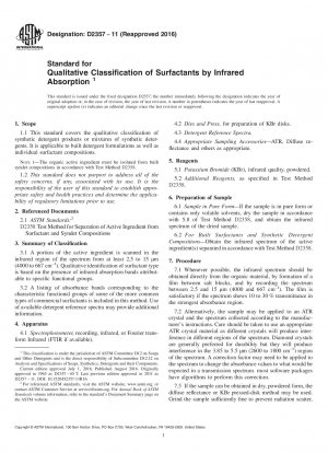 Standard zur qualitativen Klassifizierung von Tensiden durch Infrarotabsorption