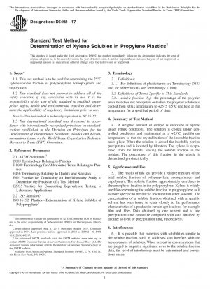 Standardtestmethode zur Bestimmung von Xylollöslichkeiten in Propylenkunststoffen