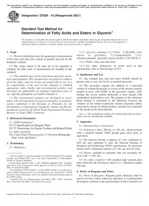 Standardtestmethode zur Bestimmung von Fettsäuren und Estern in Glycerin