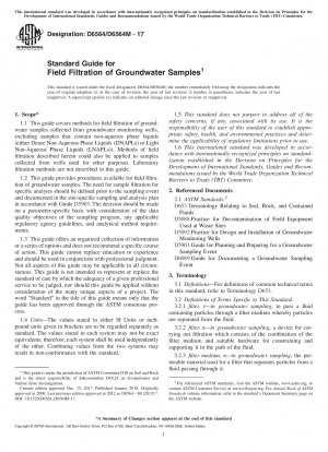 Standardhandbuch für die Feldfiltration von Grundwasserproben