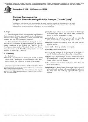 Standardterminologie für chirurgische Gewebe-/Verband-/Aufnahmezangen (Daumentyp)