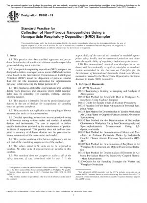 Standardpraxis für die Sammlung nichtfaseriger Nanopartikel mithilfe eines NRD-Probenehmers (Nanoparticle Respiratory Deposition).