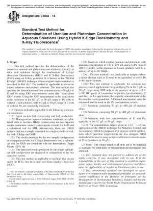Standardtestmethode zur Bestimmung der Uran- und Plutoniumkonzentration in wässrigen Lösungen mittels Hybrid-K-Edge-Densitometrie und Röntgenfluoreszenz