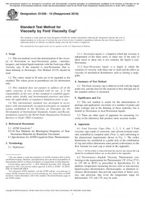 Standardtestmethode für Viskosität durch Ford Viscosity Cup
