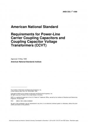 Anforderungen an Netzleitungs-Trägerkopplungskondensatoren und Kopplungskondensator-Spannungstransformatoren (CCVT)