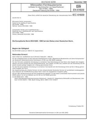 Mikrowellen-Ferritkomponenten – Leitfaden für die Ausarbeitung von Spezifikationen (IEC 61609:1996); Deutsche Fassung EN 61609:1999