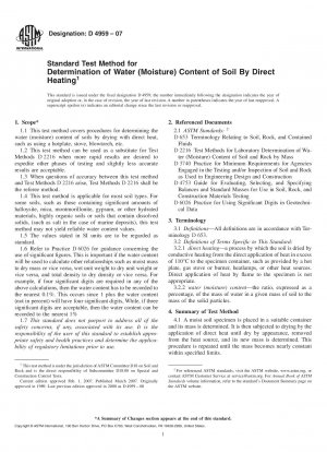 Standardtestmethode zur Bestimmung des Wassergehalts (Feuchtigkeitsgehalts) von Böden durch direkte Erwärmung
