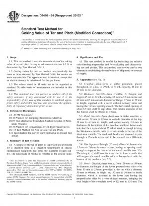 Standardtestmethode für den Verkokungswert von Teer und Pech (modifiziertes Conradson)