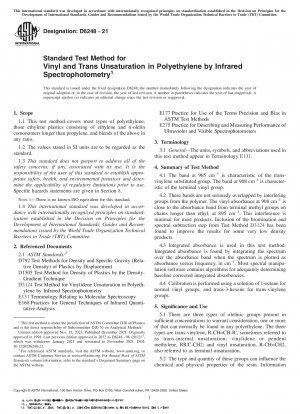 Standardtestmethode für Vinyl- und Transungesättigtheit in Polyethylen durch Infrarotspektrophotometrie