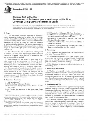 Standardtestmethode zur Beurteilung der Oberflächenveränderung von Florbodenbelägen unter Verwendung von Standardreferenzskalen