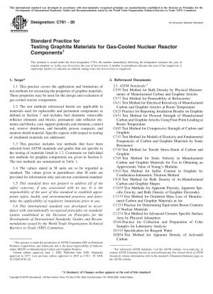 Standardpraxis zum Testen von Graphitmaterialien für gasgekühlte Kernreaktorkomponenten