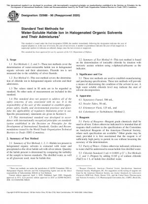 Standardtestmethoden für wasserlösliche Halogenidionen in halogenierten organischen Lösungsmitteln und deren Beimischungen