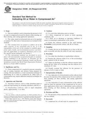 Standardtestmethode zur Anzeige von Öl oder Wasser in Druckluft