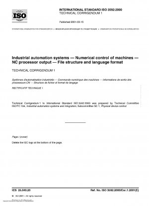 Industrielle Automatisierungssysteme - Numerische Steuerung von Maschinen - NC-Prozessorausgabe; Dateistruktur und Sprachformat