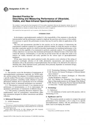 Standardpraxis zur Beschreibung und Messung der Leistung von Ultraviolett-, sichtbaren und Nahinfrarot-Spektrophotometern
