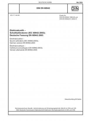 Elektroakustik – Schallkalibratoren (IEC 60942:2003); Deutsche Fassung EN 60942:2003