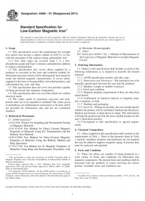 Standardspezifikation für kohlenstoffarmes magnetisches Eisen