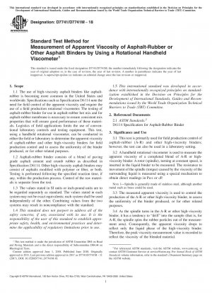 Standardtestverfahren zur Messung der scheinbaren Viskosität von Asphaltgummi oder anderen Asphaltbindemitteln unter Verwendung eines rotierenden Handviskosimeters