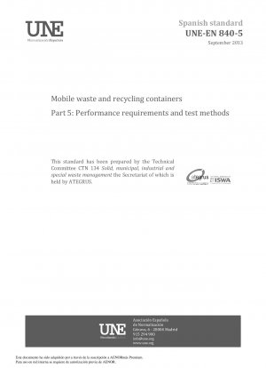 Mobile Abfall- und Recyclingbehälter – Teil 5: Leistungsanforderungen und Prüfverfahren