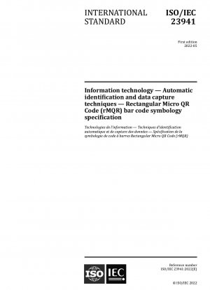 Informationstechnologie – Automatische Identifikations- und Datenerfassungstechniken – Spezifikation der Barcode-Symbologie für rechteckige Micro-QR-Codes (rMQR).