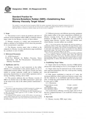 Standardpraxis für Styrol-Butadien-Kautschuk (SBR) – Festlegung der Zielwerte für die Rohviskosität von Mooney
