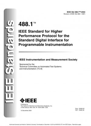 IEEE-Standard für ein Hochleistungsprotokoll für die Standard-Digitalschnittstelle für programmierbare Instrumentierung