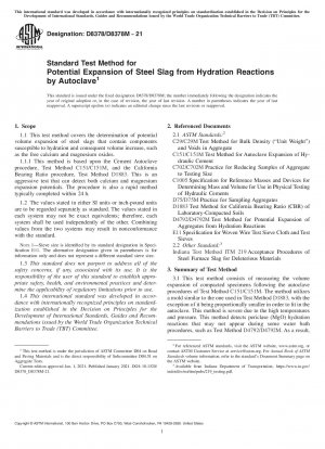 Standardtestmethode für die mögliche Ausdehnung von Stahlschlacke aus Hydratationsreaktionen im Autoklaven