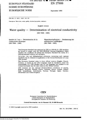 Wasserqualität; Bestimmung der elektrischen Leitfähigkeit (ISO 7888:1985)