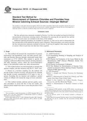 Standardtestmethode zur Messung gasförmiger Chloride und Fluoride aus Abgasquellen der Mineralkalzinierung8212; Impinger-Methode