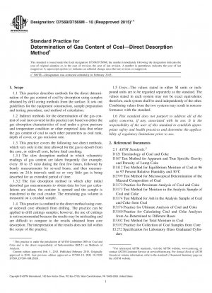 Standardverfahren zur Bestimmung des Gasgehalts von Kohle – direkte Desorptionsmethode