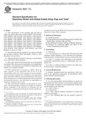 Standardspezifikation für nahtlose Rohre und Rohre aus Nickel- und Nickel-Kobalt-Legierungen