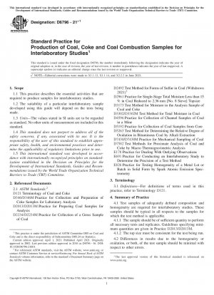 Standardpraxis für die Herstellung von Kohle-, Koks- und Kohleverbrennungsproben für Ringversuche
