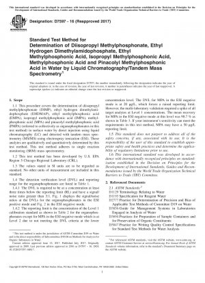 Standardtestmethode zur Bestimmung von Diisopropylmethylphosphonat, Ethylhydrogen-Dimethylamidophosphat, Ethylmethylphosphonsäure, Isopropylmethylphosphonsäure, Methylphosphonsäure und