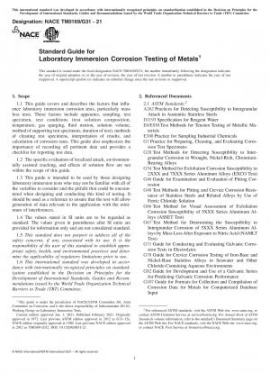 Standardhandbuch für Labor-Tauchkorrosionsprüfungen von Metallen