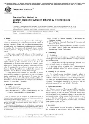 Standardtestmethode für vorhandenes anorganisches Sulfat in Ethanol durch potentiometrische Titration