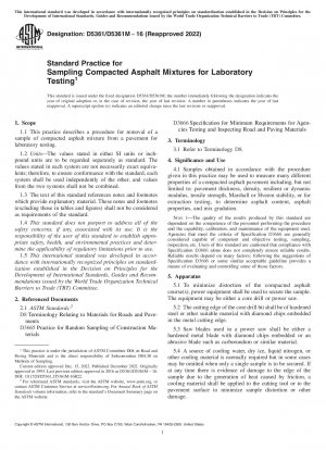 Standardpraxis für die Probenahme verdichteter Asphaltmischungen für Labortests