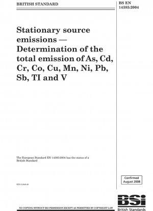 Emissionen aus stationären Quellen – Bestimmung der Gesamtemission von As, Cd, Cr, Co, Cu, Mn, Ni, Pb, Sb, TI und V