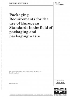 Verpackung – Anforderungen an die Anwendung Europäischer Normen im Bereich Verpackungen und Verpackungsabfälle