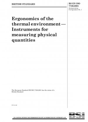 Ergonomie der thermischen Umgebung – Instrumente zur Messung physikalischer Größen