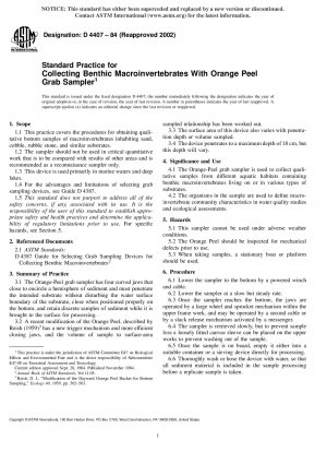Standardpraxis für das Sammeln benthischer Makrowirbelloser mit einem Orangenschalengreifer