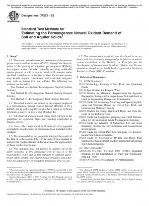 Standardtestmethoden zur Schätzung des Permanganat-Natürlichkeitsoxidationsmittelbedarfs von Böden und Grundwasserleiterfeststoffen