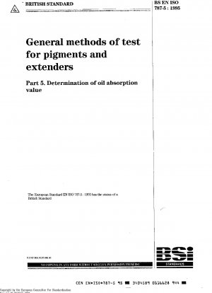 Allgemeine Prüfmethoden für Pigmente und Füllstoffe – Teil 5: Bestimmung des Ölabsorptionswerts (ISO 787-5: 1980)