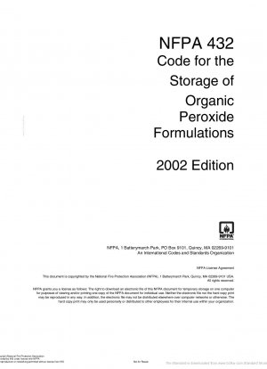 Code für die Lagerung organischer Peroxidformulierungen, Datum des Inkrafttretens: 08.08.2002