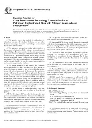 Standardpraxis für die Charakterisierung von mit Erdöl kontaminierten Standorten mithilfe der Kegelpenetrometer-Technologie mittels Stickstofflaser-induzierter Fluoreszenz