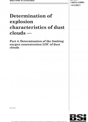 Bestimmung der Explosionseigenschaften von Staubwolken. Bestimmung der Grenzkonzentration Sauerstoff LOC von Staubwolken