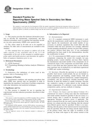 Standardpraxis für die Meldung von Massenspektraldaten in der Sekundärionen-Massenspektrometrie (SIMS)