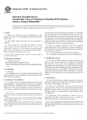 Standardtestmethoden für die Pulvermischzeit von Poly(vinylchlorid) (PVC)-Harzen unter Verwendung eines Drehmomentrheometers