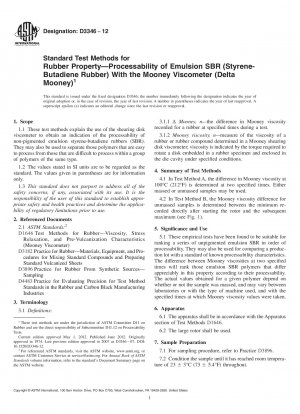 Standardtestmethoden für Gummieigenschaften – Verarbeitbarkeit von Emulsions-SBR (Styrol-Butadien-Kautschuk) mit dem Mooney-Viskosimeter (Delta Mooney)